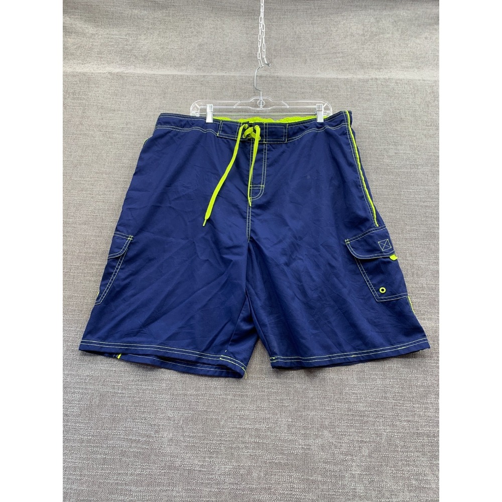 OT Revolution Swim Trunks Mens XL Navy Blue Mesh Lined Drawstring‎ Swimwear